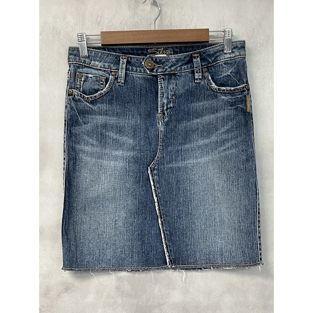 Silver Jeans Womens Joplin Denim Skirt Size 26 Stretch Indie Y2K Edgy McBling